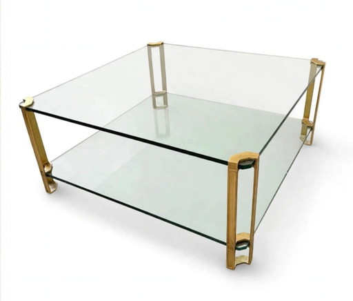 Peter Ghyczy Salontafel | Messing & Glas | 90 x 70 x 45 cm | Jaren 70