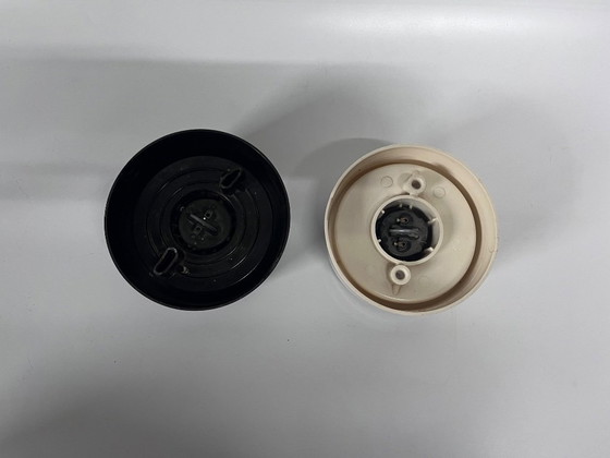 Image 1 of Vintage Herda plafondlamp mid century goud en wit