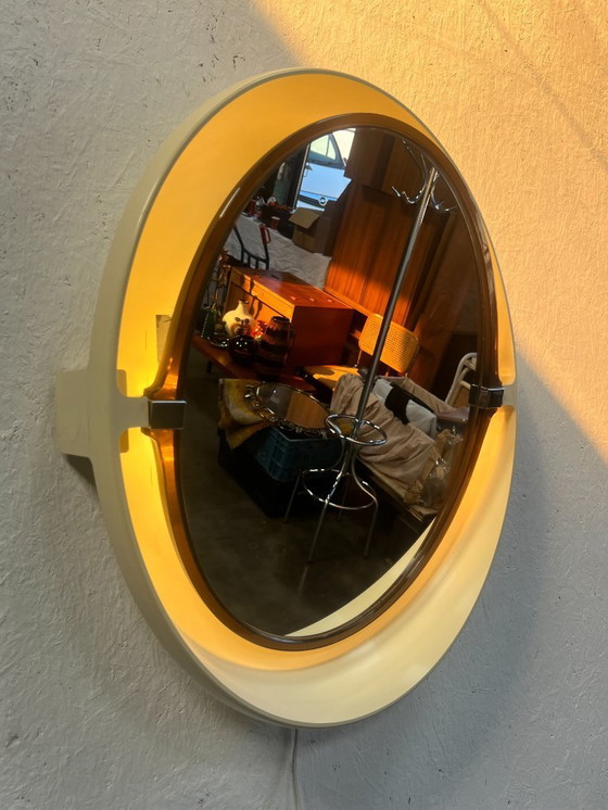 Image 1 of Specchio ovale vintage con illuminazione, Allibert, anni '70
