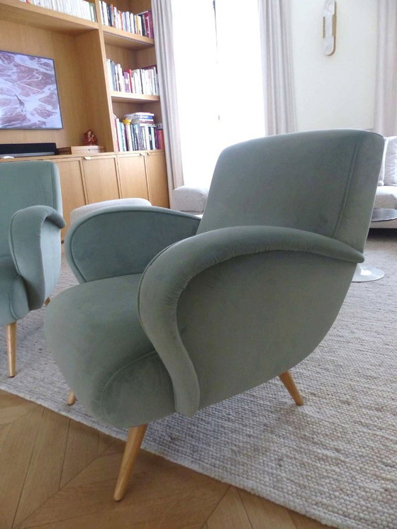 Image 1 of Paire de fauteuil en velours design BRANCO Sobre BRANCO style Mid-century / Années 50