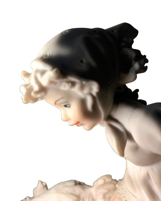 Image 1 of Rare Vintage Giuseppe Armani Capodimonte Figurine - "Good Chicks" - Girl with Chickens - Signed