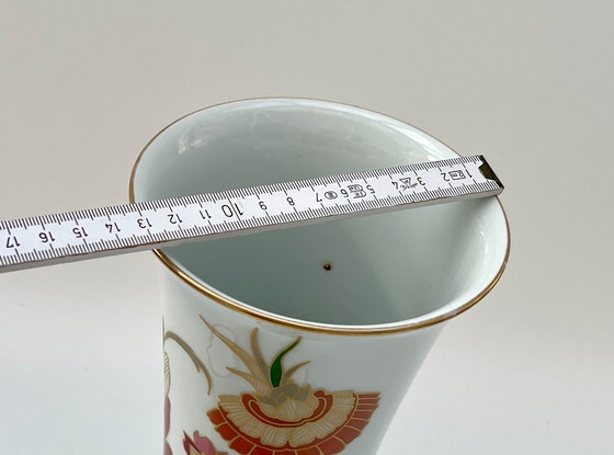 Image 1 of Villeroy & Boch / Herend (Hungary) / Hutschenreuther - 3 porcelain vases with gold rim and floral decoration