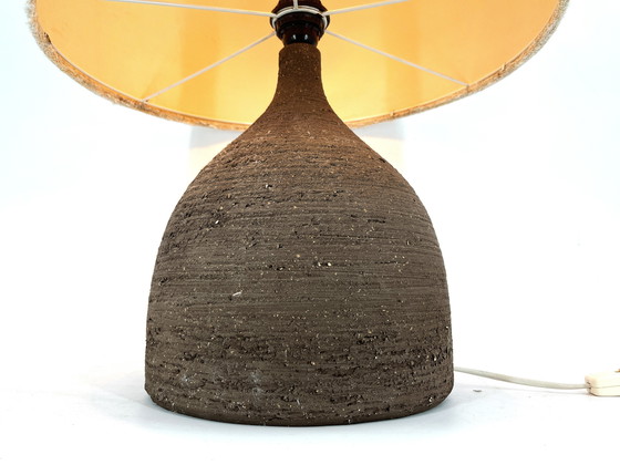 Image 1 of Large 1960s Ceramic Table Lamp or Floor Lamp with Original Fabric Shade from Krösselbach