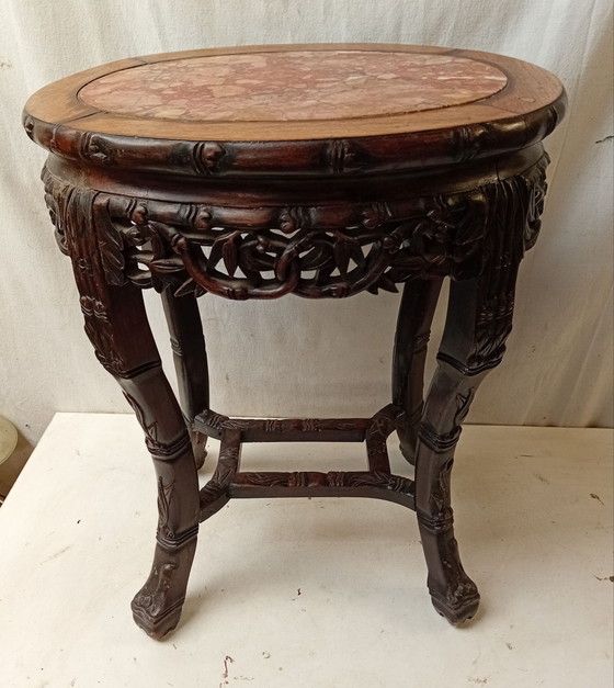 Antique Chinese Plant Stand – Plant table, Marble, Wood (photo 13 of 13)
