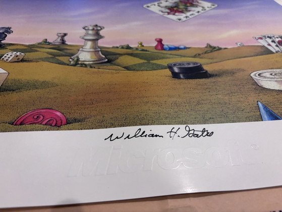 Image 1 of Seltene Microsoft-Firmenlithografie (209/500), handsigniert von Bill Gates (William H. Gates)