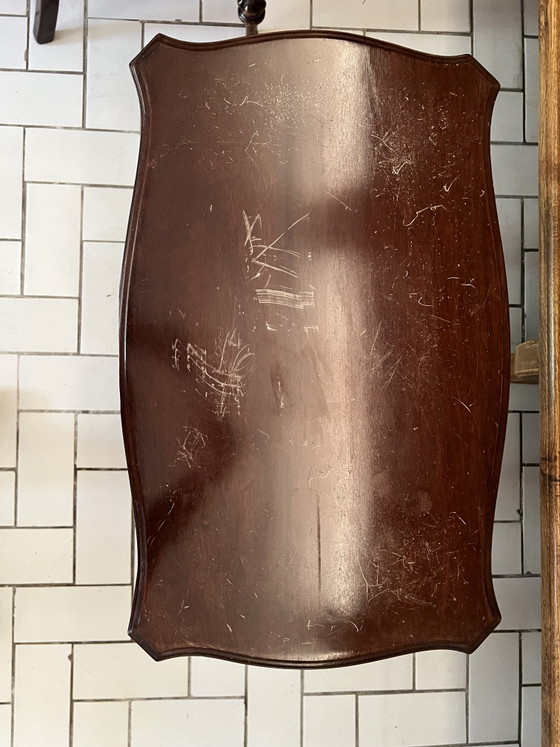 Image 1 of Antieke houten bijzettafel/speeltafel met inklapfunctie