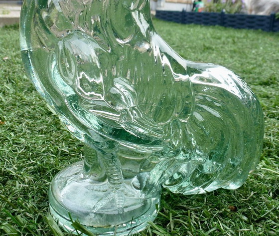 Image 1 of 2x Vintage Glazen karaffen in de vorm van Hond en Haan.