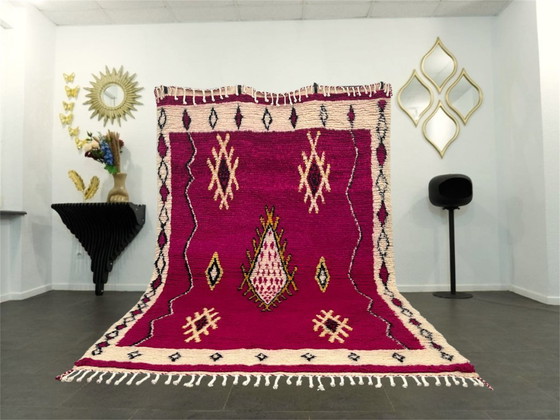 Image 1 of Berber Rug - 311 cm x 204 cm - pink and white Wool