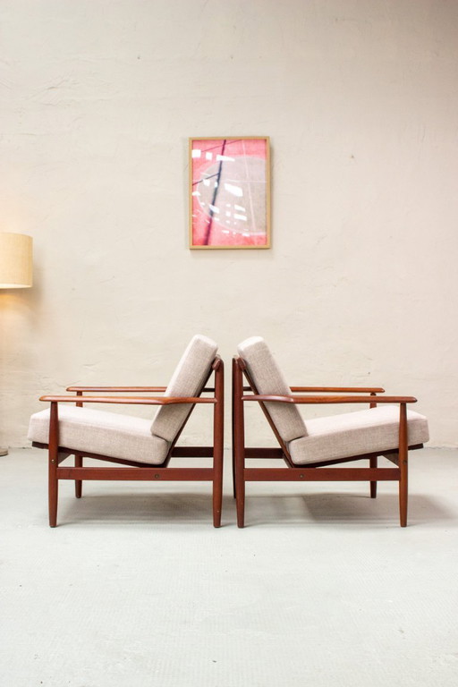 2 poltrone vintage in teak, poltrona danese di metà secolo, anni '60
