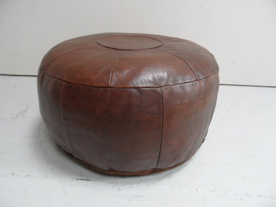 Pouf en cuir vintage, Objets déco, Daim, Marron (photo 6 sur 8)
