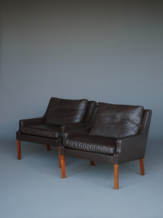 Image 1 of Zwei dänische Ledersessel von Georg Thams, Dänemark, 1960er Jahre