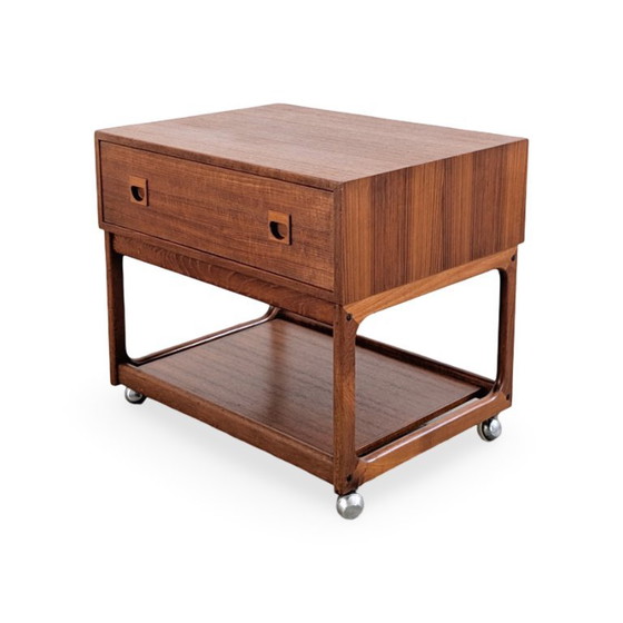 Bijzettafel uit het midden van de 20e eeuw, Erik Brouer, vintage teakhouten nachtkastje uit 1960 (photo 4 of 9)