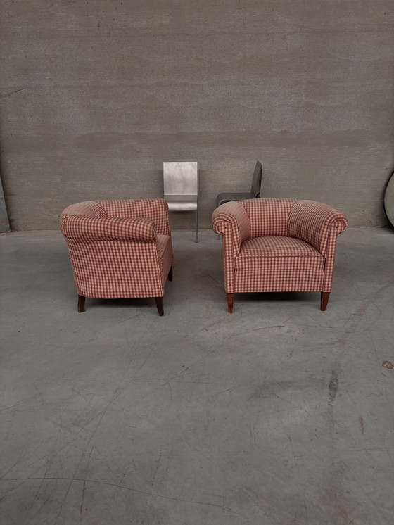 Image 1 of 2er Set weiß-rot karierte Clubstühle