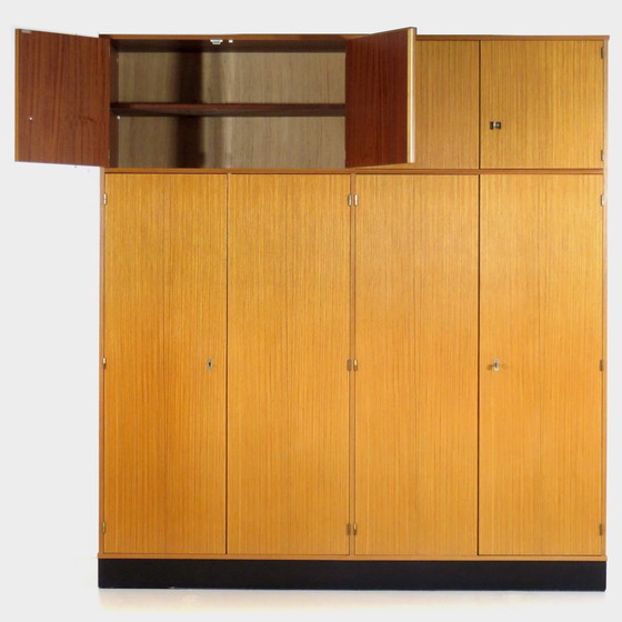 Image 1 of Large tall 8-door vintage designer closet in teak, 1960s
