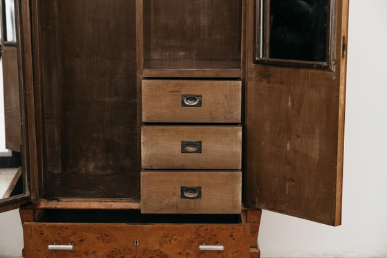 Image 1 of Art Deco kubistische kledingkast in Briar Wood, jaren 1940, modern design