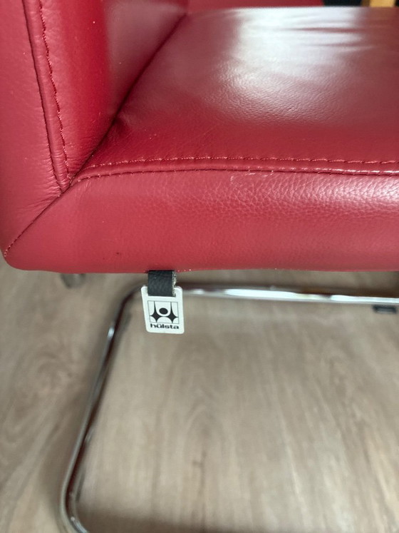 Sei Sedie da pranzo Hülsta, pelle rossa, Cromo, Rosso, Modern (foto 8 di 9)