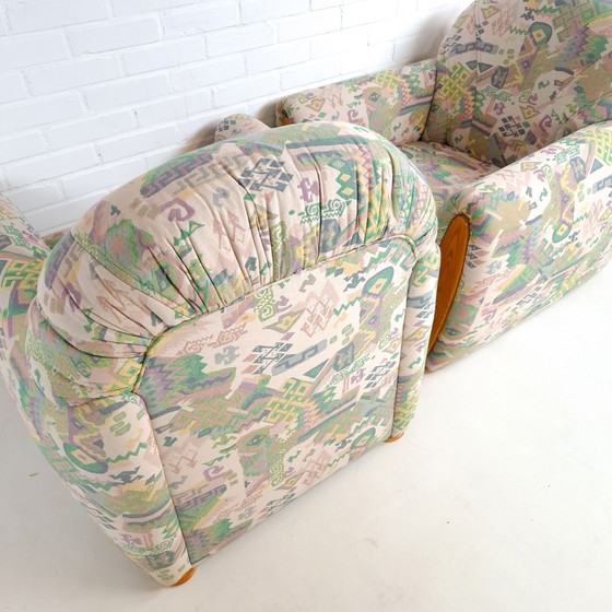 2x vintage armchair Art Deco style 80s – Textile, Wood (photo 8 of 9)