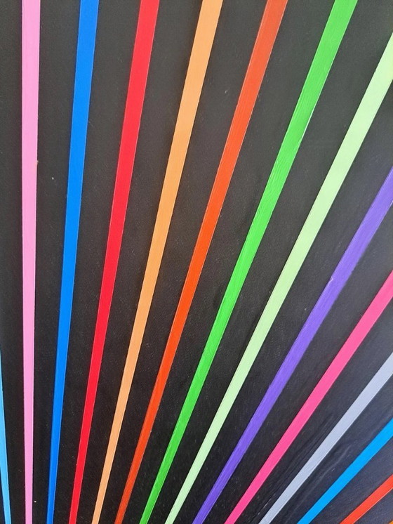 Image 1 of Colorful abstract painting "Millions de couleurs, de rayons de soleil" - Franklin van Dam (acrylic on MDF, 95x95 cm)