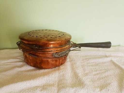 antique copper bed warmer circa 1800