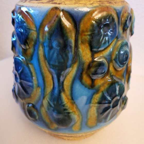Vaso in ceramica Fat Lava blu e marrone, Carstens Tonieshoff, Vasi, Mid Century Modern (foto 2 di 14)