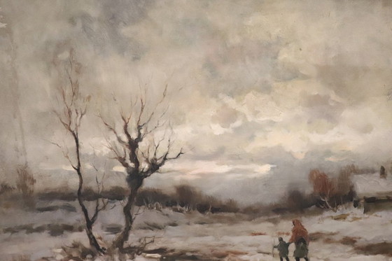 Image 1 of Dipinto ad olio su tela, Paesaggio invernale, firmato Karpoff