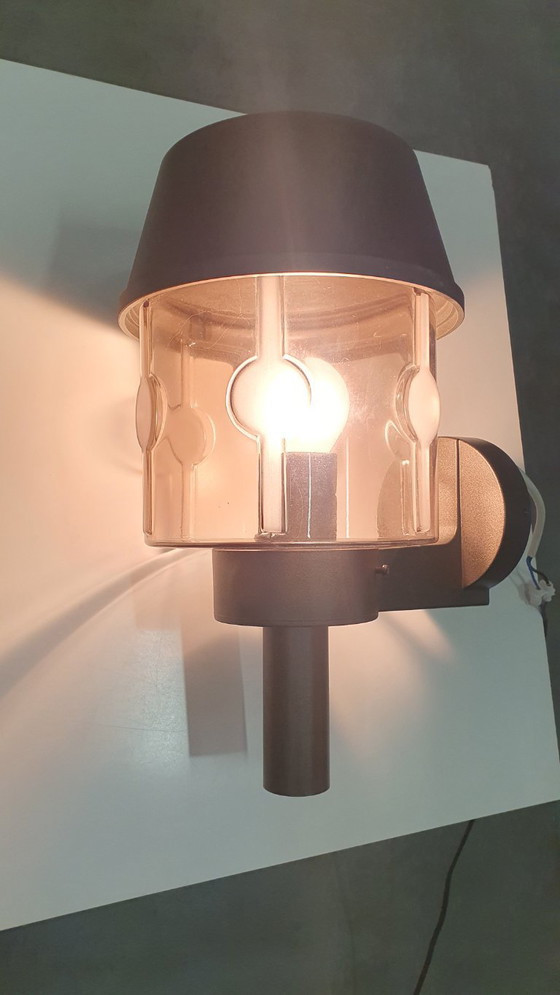 Image 1 of Applique murale vintage Hoffmeister en verre fumé brun, style années 70, époque spatiale