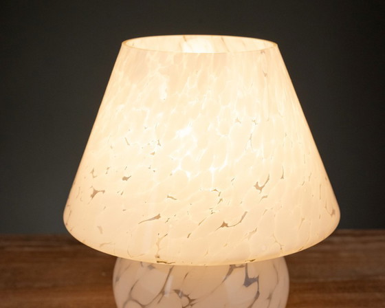 Image 1 of Small Mushroom Table Lamp, Marbled Glass, Mid-Century 1970s, White