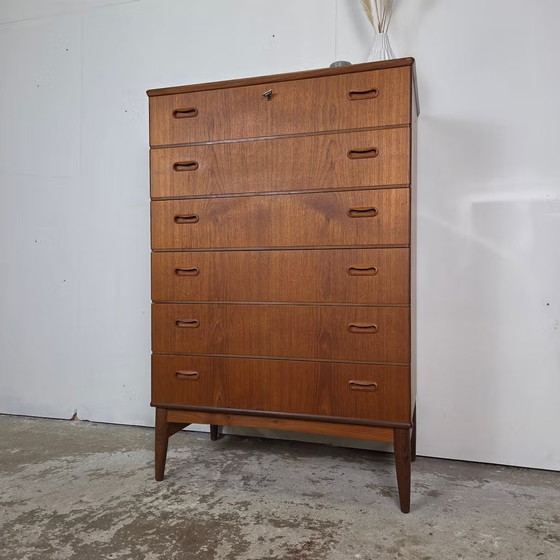 Vintage Danish chest of drawers, Omann Jun, 6 drawers, teak 1960s, Wood, Brown (photo 2 of 22)