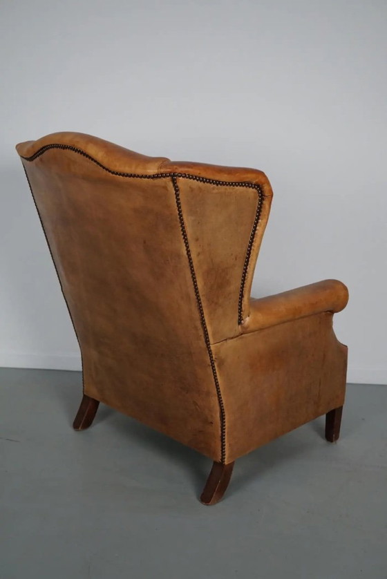 Image 1 of Vintage Nederlandse clubfauteuil van cognackleurig leer