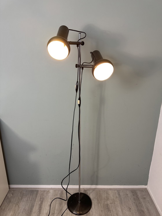 Lampadaire Vintage Design Danois - Mid-Century Avec Abat-Jour Réglables – Metal, Chrome (photo 4 of 13)