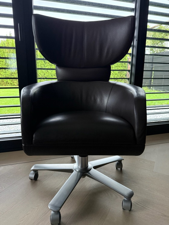 Giorgetti Erasmo Desk with two Genius armchairs in brown leather – Wood (photo 5 of 15)