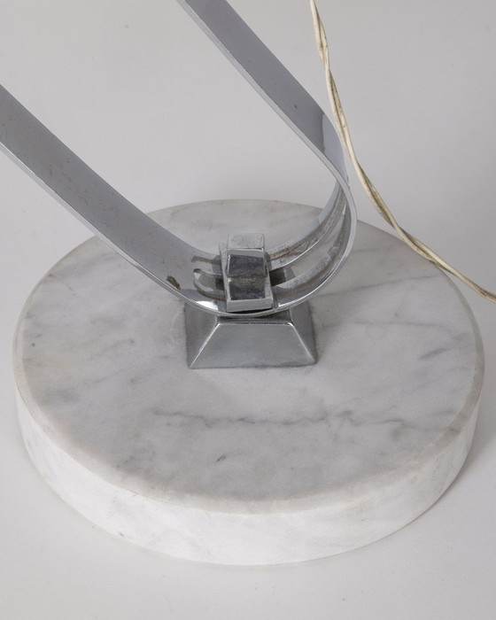 Image 1 of Vintage 1960S Table Lamp In Marble And Orange Metal Italian Design 