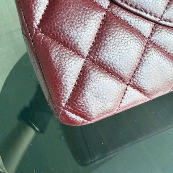 Image 1 of Chanel Classic Flap Maxi - Caviar Double Flap Quilted Burgundy Gold Hardware Series 21