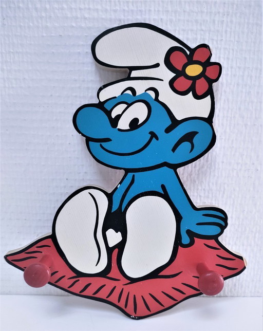 smurf coat rack painted wood 70s-80s