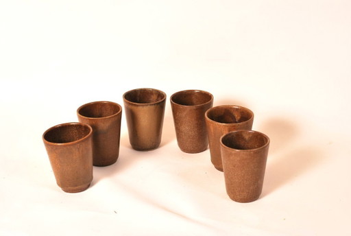 Set aus Gläsern oder Kaffeetassen aus Digoin-Steinzeug im böhmischen Stil
