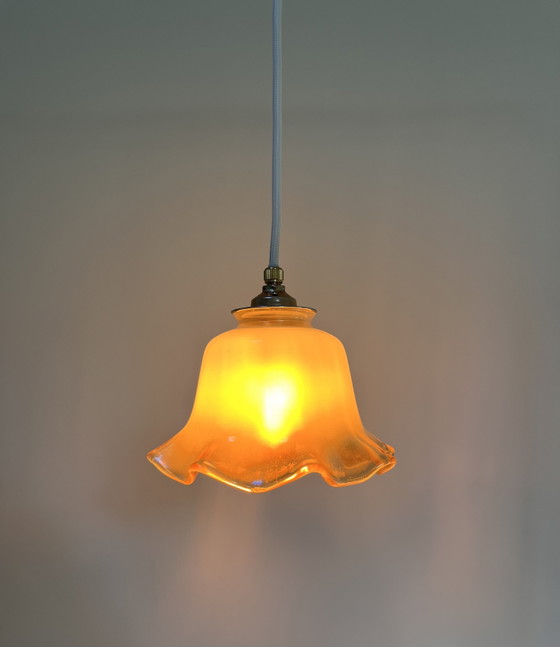 Vintage Glazen Gegolfde Klok Hanglamp – Hanglampen, Glass (photo 6 of 8)
