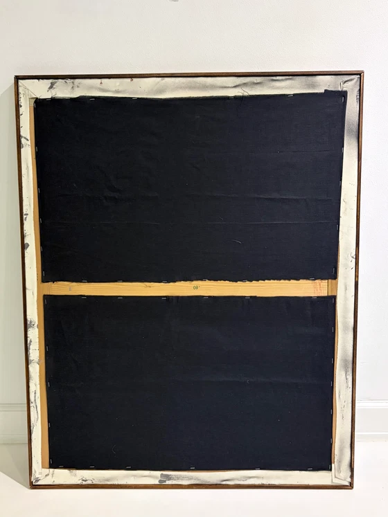 Groot gestructureerd kunstwerk in brutalistische stijl – Schilderijen & Tekeningen, Wood, Canvas, Vintage (photo 6 of 6)