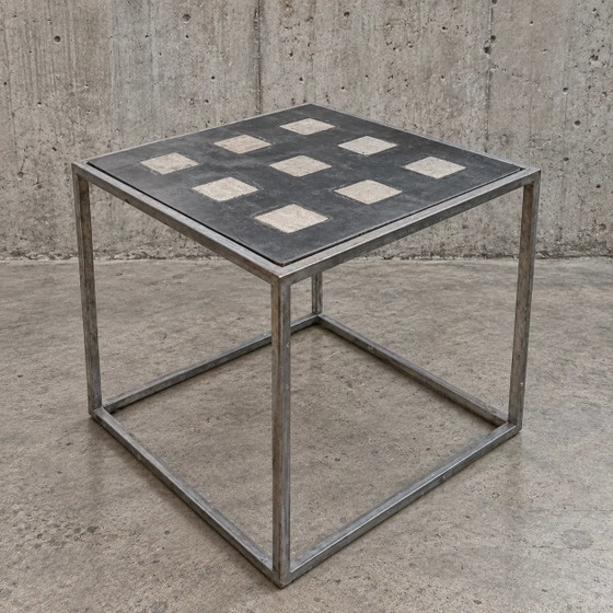 Ensemble de trois tables d'appoint / basses industrielles / brutalistes / années 90 – Livres d'art, Metal (photo 5 of 6)
