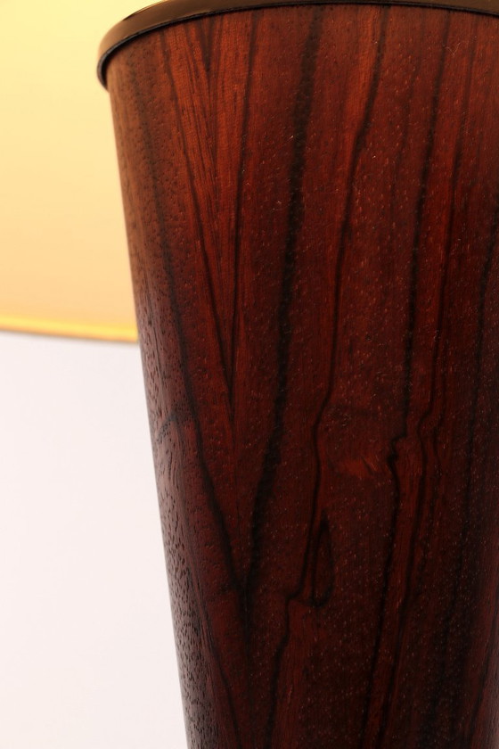 Image 1 of Lampada da terra vintage in teak con paralume in tessuto di Parker Knoll, 1960