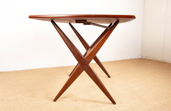 Image 1 of Tavolo scandinavo vintage, alto e basso, in teak di Frederik Kayser per Gustav Bahus, Norvegia, 1960.