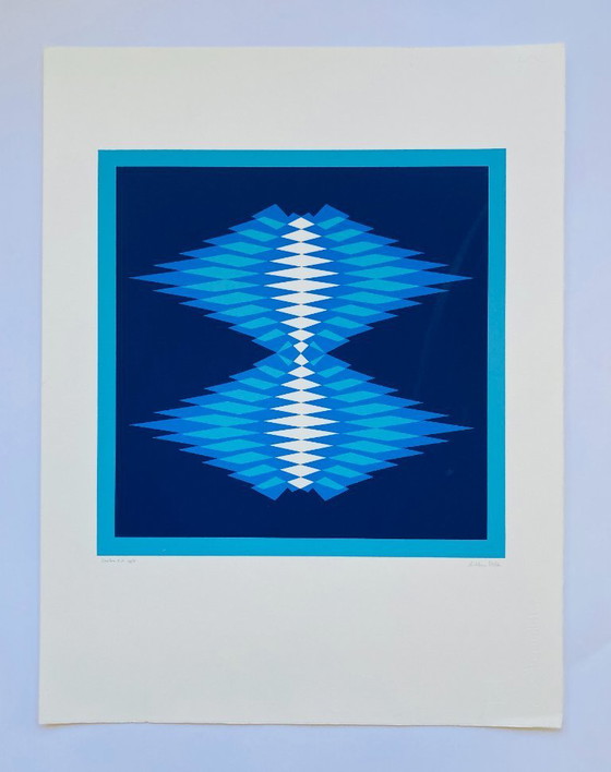 Image 1 of Serigrafia astratta vintage - Tonalità di blu