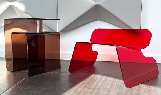 Image 1 of Red Plexiglas chair, France, 1970s