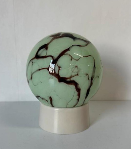 Lampada vintage Thabur a sfera marmorizzata verde anni '30