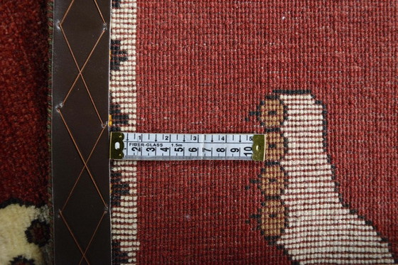 Image 1 of Hand-knotted nomadic rug with tiger motif - Shiraz 118 x 85 cm | Wool, red & beige