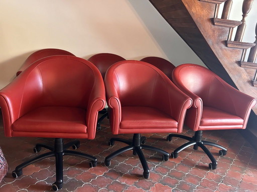 6x Vintage Poltrona Frau "Sinan" design office chairs
