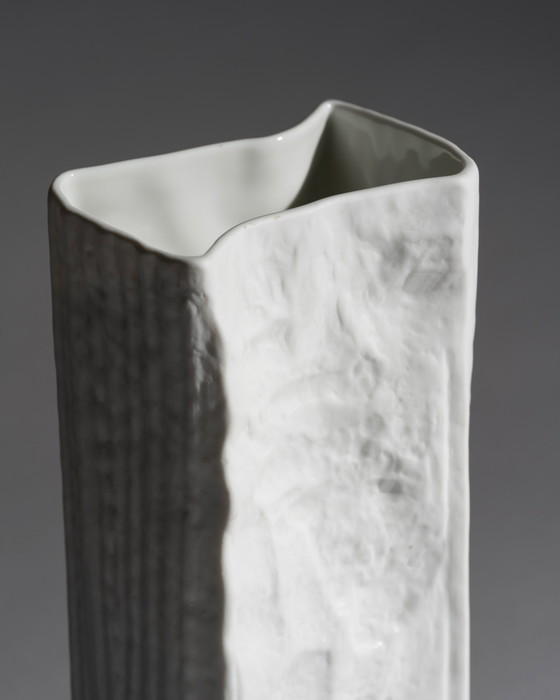Image 1 of Rosenthal Studio-Linie Vase Op Art Allemand Duo Martin Freyer Années 70 Bisque Porcelaine