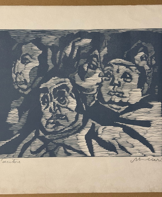 Mino Maccari linocut 50x70cm, figurative, modern art, Lithographs & prints, Paper, White (photo 2 of 6)