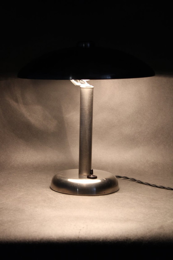 Image 1 of 1930s Art Deco Nickel Mushroom Table Lamp Europe