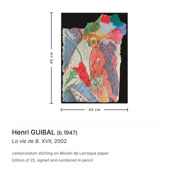 Henri Guibal Signed Carborundum Etching La Vie De B. XVII 2002 – Lithographs & prints, Paper (photo 3 of 5)