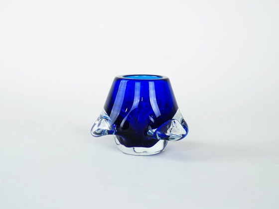 Image 1 of Bougeoir en verre cobalt, design italien, années 1960, fabriqué en Italie
